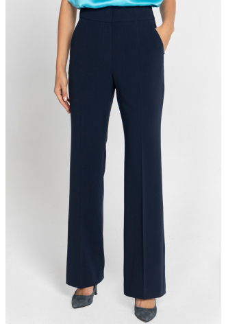 Navy blue trousers with slightly flared leg 