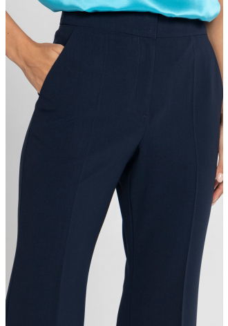 Navy blue trousers with slightly flared leg 