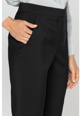 Black wool slim-leg trousers