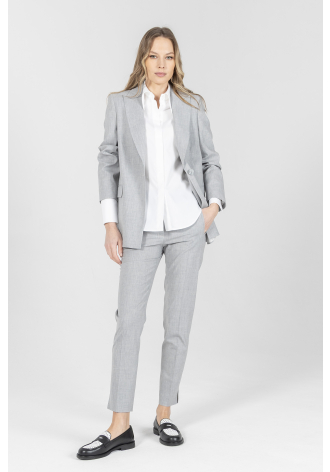 Biznesowa jednorzędowa marynarka w kolorze szarym