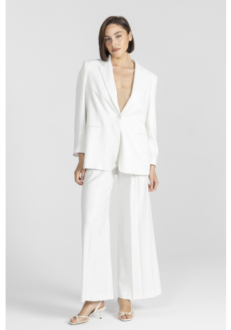 Weißer eleganter Blazer aus glänzendem Stoff
