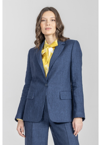 Granatowa marynarka z grubego lnu