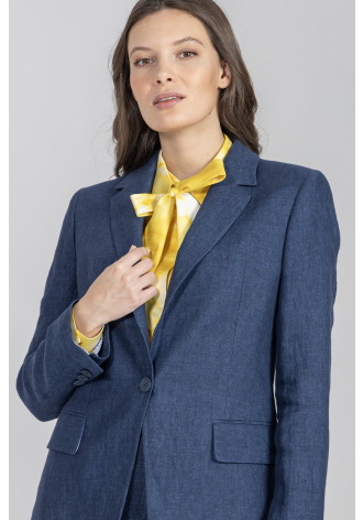 Granatowa marynarka z grubego lnu