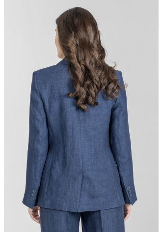 Granatowa marynarka z grubego lnu