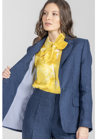 Granatowa marynarka z grubego lnu