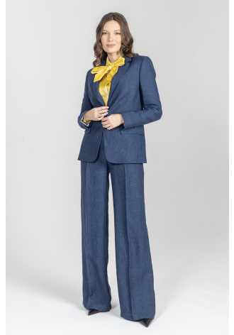 Granatowa marynarka z grubego lnu