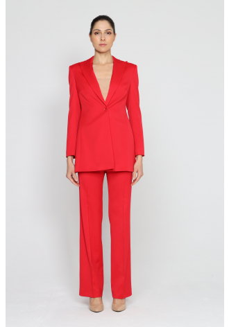 Elegant red trousers with hidden fastening