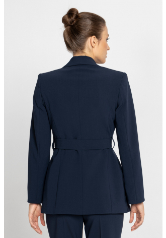 Navy blue tie-waist jacket 