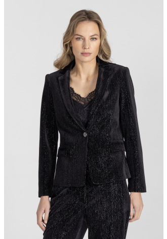 Marynarka w kolorze czarnym z mieniącej się tkaniny