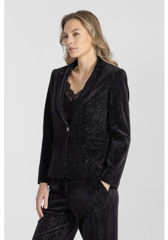 Marynarka w kolorze czarnym z mieniącej się tkaniny