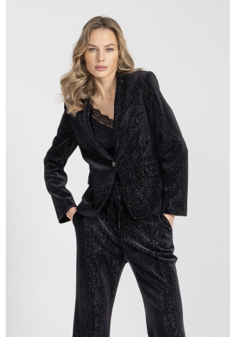 Marynarka w kolorze czarnym z mieniącej się tkaniny