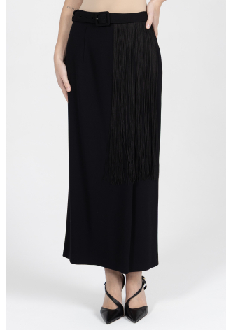 Elegancka spódnica w kolorze czarnym z frędzlami