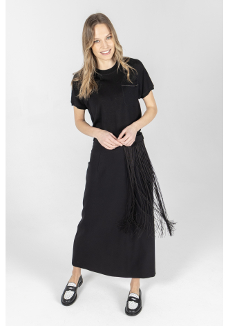 Eleganter schwarzer Rock mit Fransen