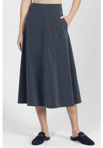 Granatowa nowoczesna spódnica midi