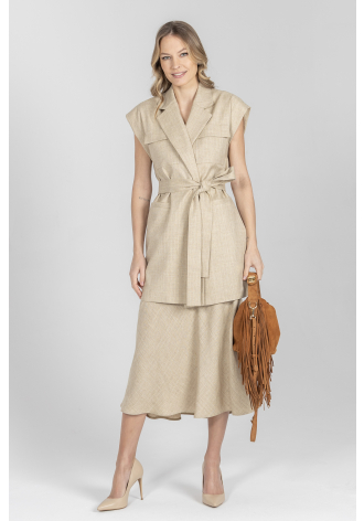 Spódnica z rozmodelowanym dołem w kolorze beżowym