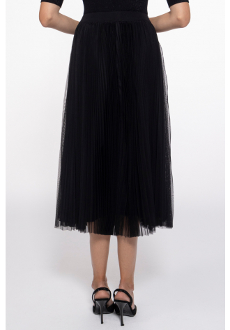 Czarna elegancka plisowana tiulowa spódnica