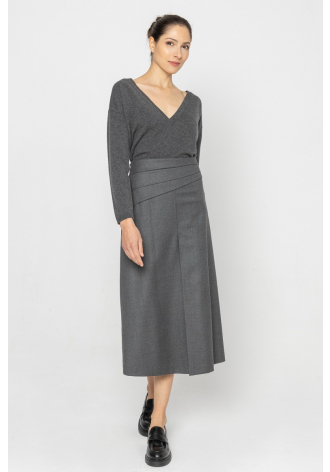 Grey skirt with decorative yoke