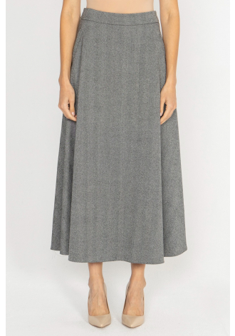  Grey herringbone flared skirt