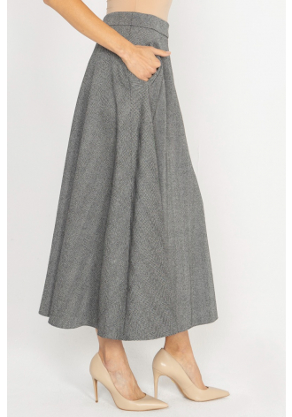  Grey herringbone flared skirt