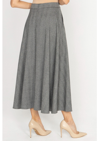  Grey herringbone flared skirt