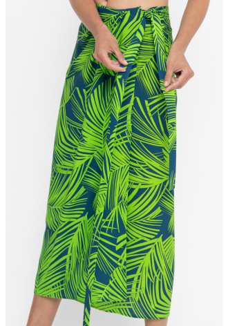 Długa zielona spódnica z granatowym printem