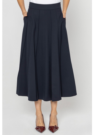 Navy blue flared skirt