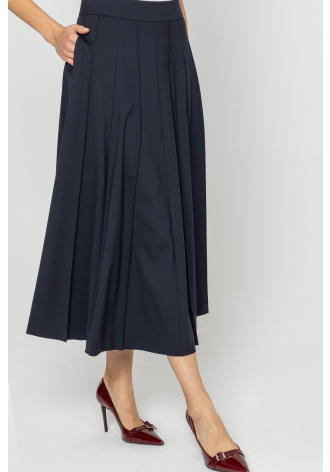 Navy blue flared skirt