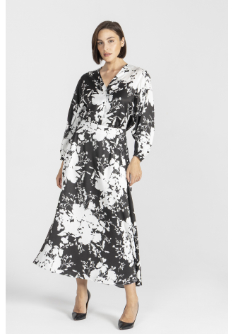 Rock mit schwarz-weißem Blumen-Print