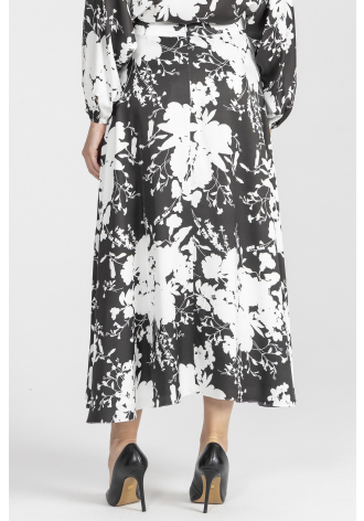 Rock mit schwarz-weißem Blumen-Print