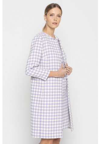 Coat with white and purple checks