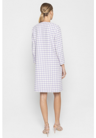 Coat with white and purple checks