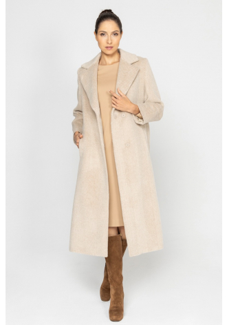 Beige coat with classic lapels