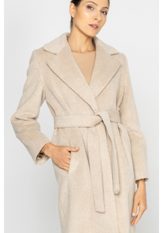 Beige coat with classic lapels