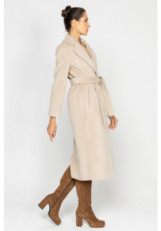 Beige coat with classic lapels