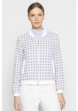 Bomber jacket with white and purple checks