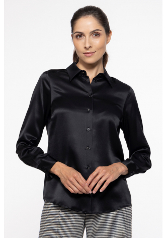 Czarna elegancka koszula z jedwabiu