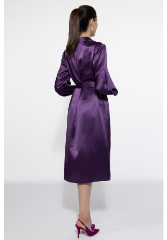 Silk purple shirtwaist dress