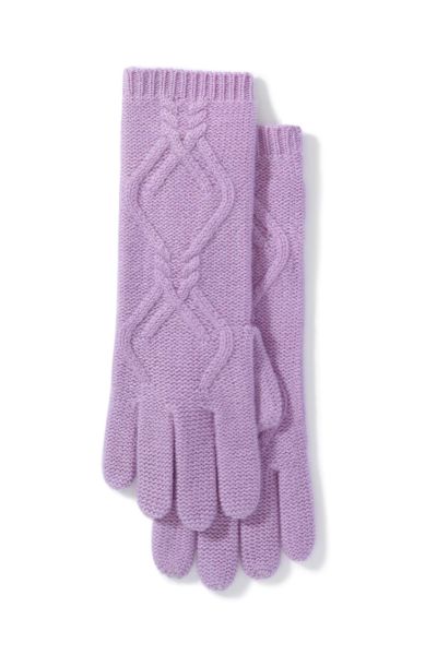 Kaszmirowe rękawiczki z ozdobnym splotem w modnym wrzosowym fiolecie