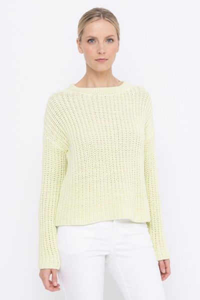 Limonkowy sweter z okrągłym dekoltem