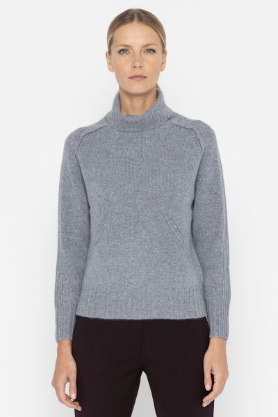 Grey turtleneck in pure cashmere