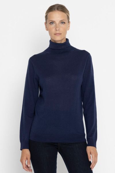 Navy blue woollen roll-neck sweater