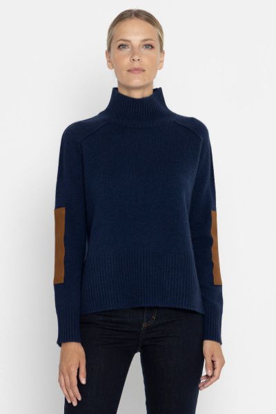 Sport cashmere roll-neck sweater with patches