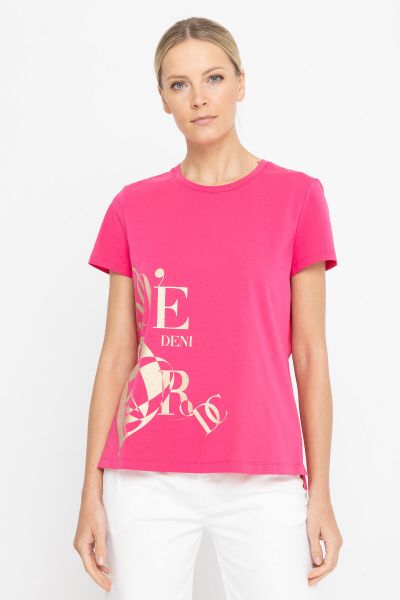 Różowy t-shirt z napisem Deni 