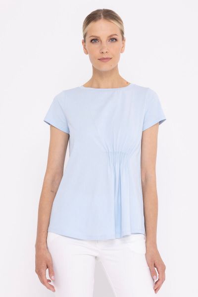 Light blue T-shirt with pleats 