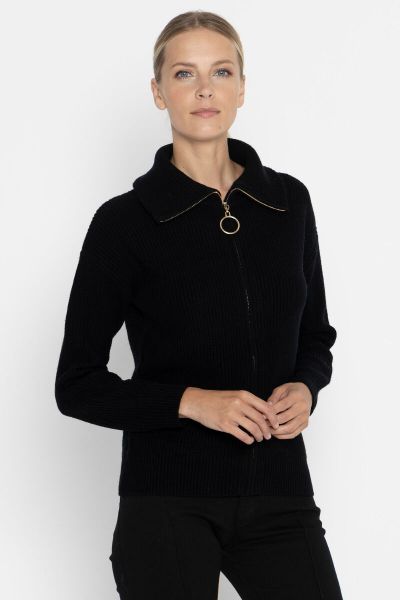 Black sports cardigan with a zip closure