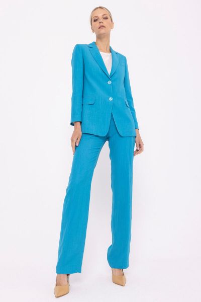 Turquoise creased trousers 