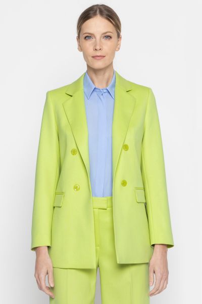 Double-breasted lime-coloured jacket