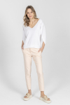 Slim-fit trousers in beige and pink
