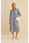 Weißes Hemdkleid mit navyblauen Streifen