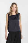 Granatowy top z jedwabnej krepy